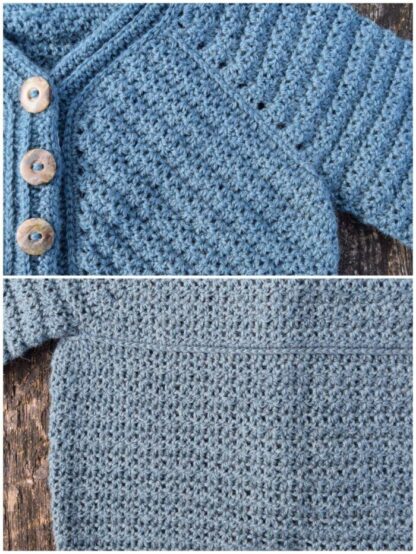 Hækleopskrift Mistys cardigan, hæklet cardigan til børn