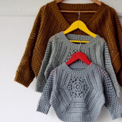 Hækleopskrift Hexarin poncho sweater, hæklet poncho sweater