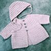 Hækleopskrift silver sommerkyse og cardigan, hæklet til baby