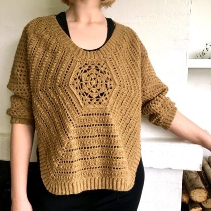 Hækleopskrift Hexarin poncho sweater, hæklet poncho til børn og dame