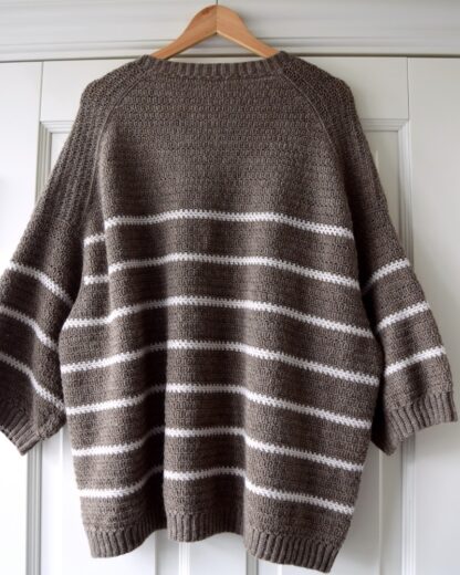 Hæklet trøje, hæklet cardigan med striber, hækleopskrift