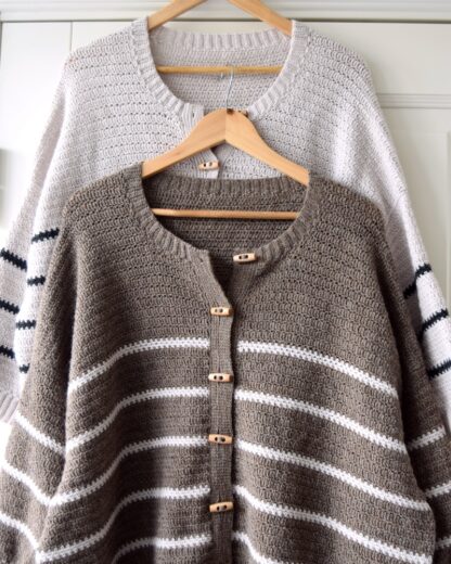 Hækleopskrift cardigan med knapper, hæklet trøje til dame