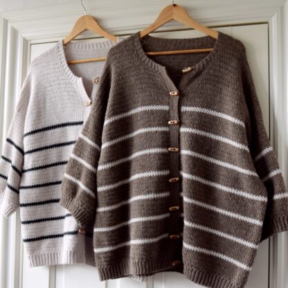 Hækleopskrift cardigan til dame, hæklet cardigan med striber