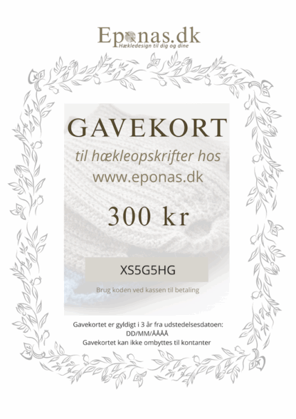 gavekort til hækleopskrifter fra Eponas.dk