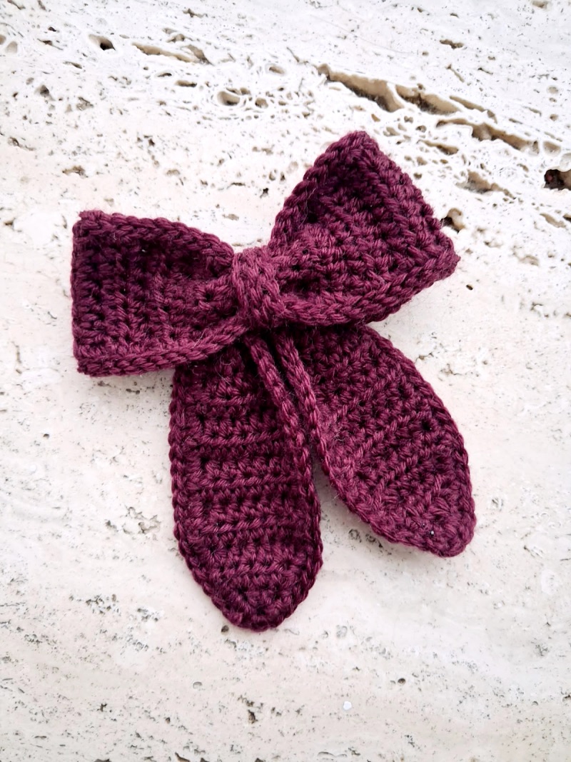 Hæklet julesløjfe, hækleopskrift julesløjfe