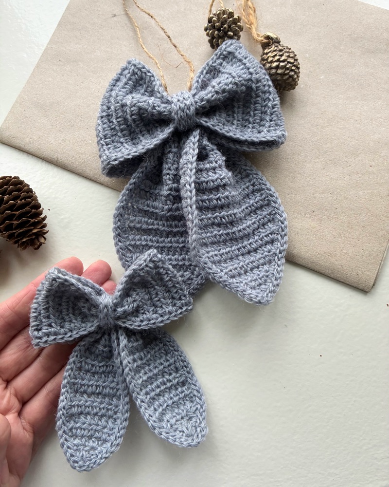 Hæklede julesløjfer, hækleopskrift