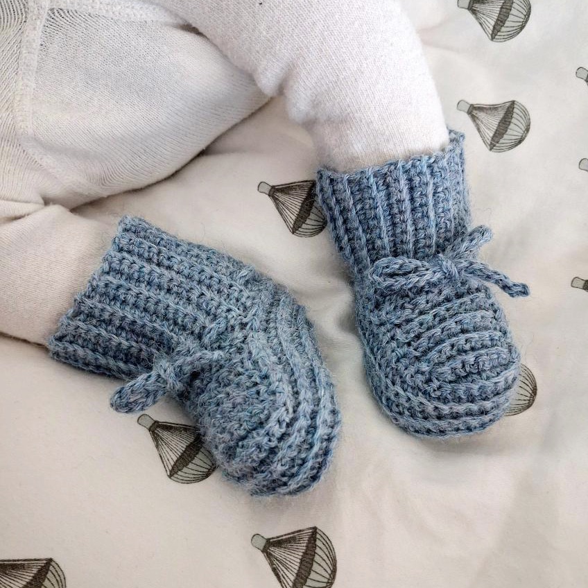 Hæklede babyfutter, hæklleopskrift baby futter
